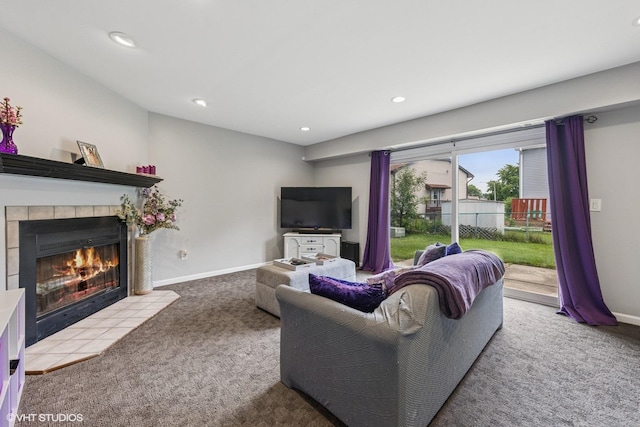 3953 Sandpiper Dr Unit 3953, Hanover Park, IL 60133 - carpeted living room featuring a fireplace and recessed lighting