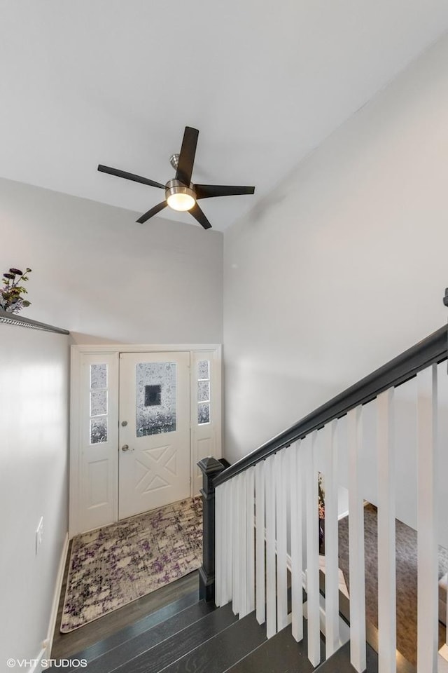 3953 Sandpiper Dr Unit 3953, Hanover Park, IL 60133 - foyer entrance with dark wood-style flooring and a ceiling fan