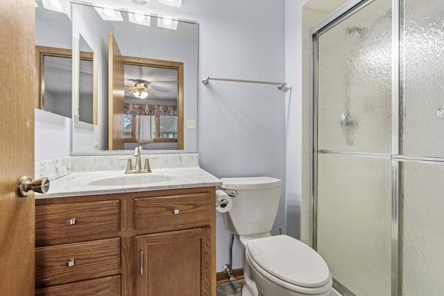 10935 California Ct Unit 185, Orland Park, IL 60467 - bathroom with a stall shower, vanity, and ceiling fan