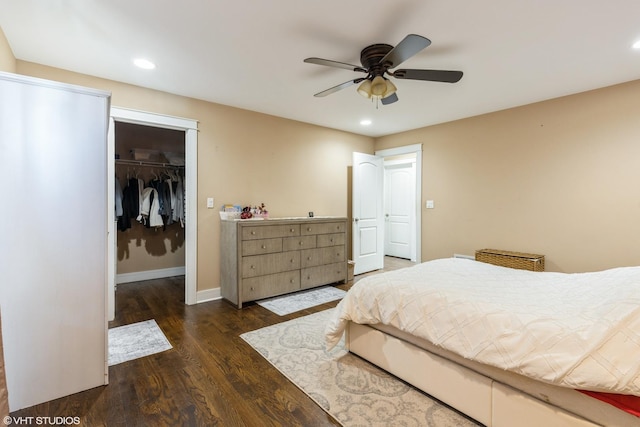 5733 S Neenah Ave, Chicago, IL 60638 - bedroom featuring wood finished floors, recessed lighting, a closet, a spacious closet, and a ceiling fan
