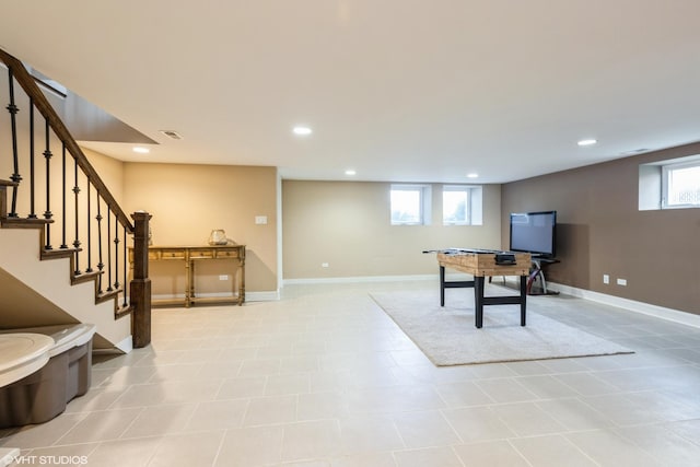 5733 S Neenah Ave, Chicago, IL 60638 - rec room with recessed lighting and baseboards