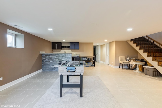 5733 S Neenah Ave, Chicago, IL 60638 - rec room featuring recessed lighting and light tile patterned floors
