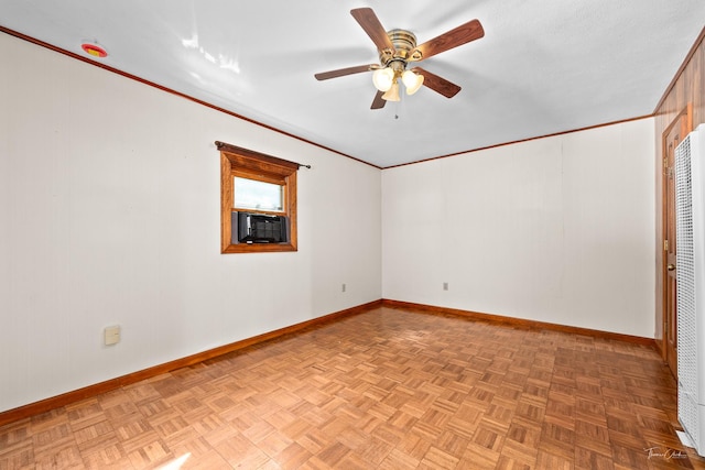 325 Douglas St, Oswego, IL 60543 - empty room with ceiling fan, crown molding, and cooling unit