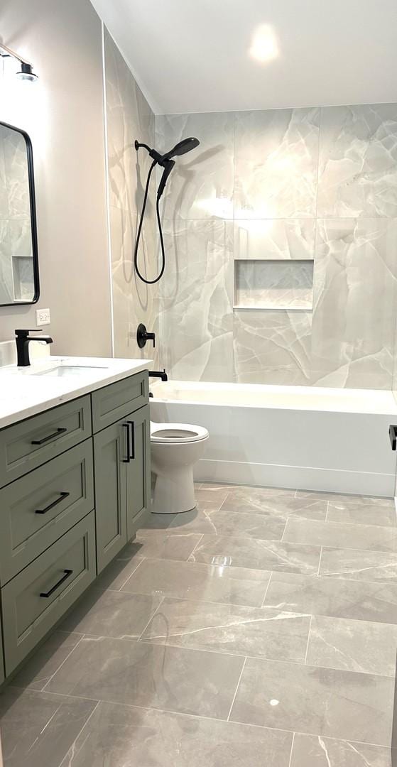 7137 S 87th Ave S, Justice, IL 60458 - full bathroom with vanity, shower / tub combination, and marble finish floors