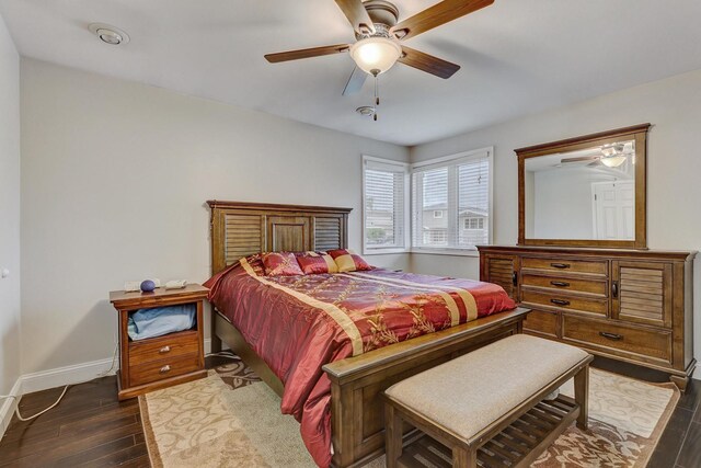 9810 N Lauren Ln, Niles, IL 60714 - bedroom featuring dark wood-type flooring and ceiling fan