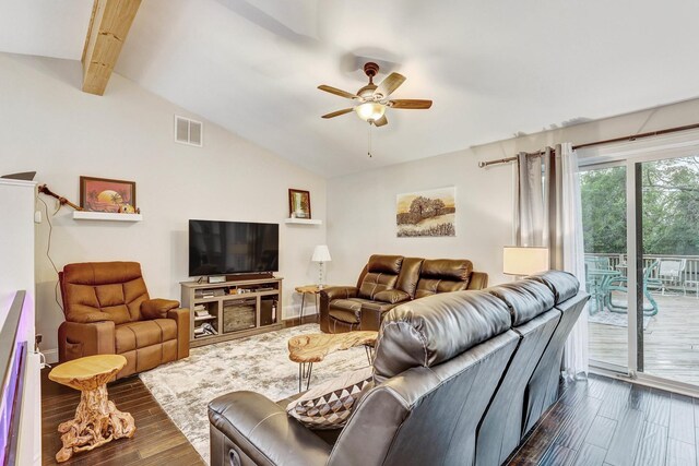 9810 N Lauren Ln, Niles, IL 60714 - living room featuring a ceiling fan and dark wood-style flooring