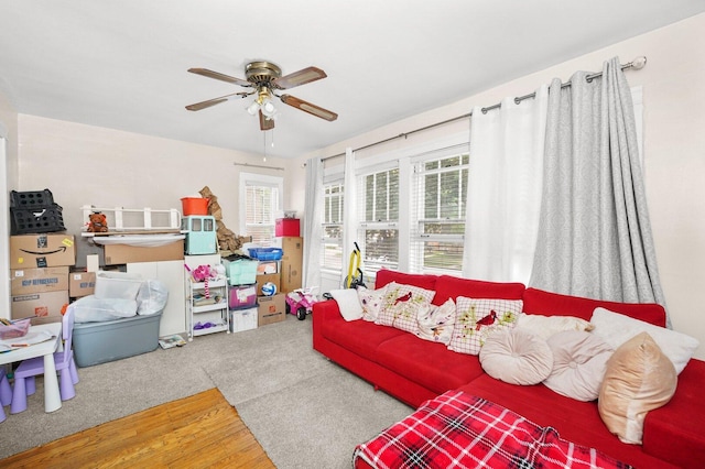 4624 W Montana St, Chicago, IL 60639 - living room featuring ceiling fan and wood finished floors