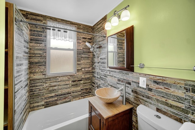 5736 S Honore St, Chicago, IL 60636 - full bath with tile walls, shower / bath combination, and vanity