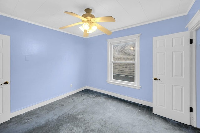 5736 S Honore St, Chicago, IL 60636 - carpeted empty room featuring ornamental molding and ceiling fan