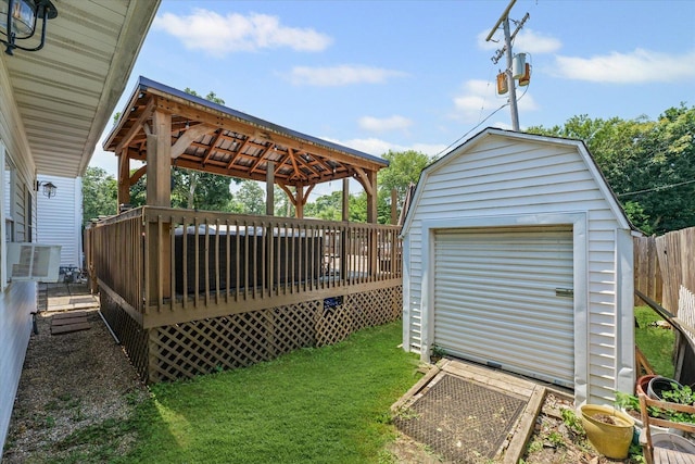 835 E Pells St, Paxton, IL 60957 - view of yard featuring a storage shed, a deck, a gazebo, and cooling unit
