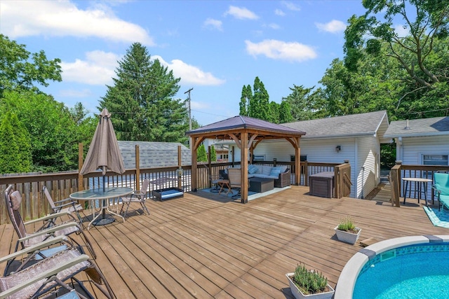 835 E Pells St, Paxton, IL 60957 - wooden terrace with outdoor lounge area and a gazebo