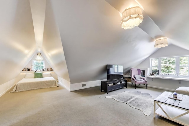 653 Blackstone Pl, Highland Park, IL 60035 - bedroom featuring lofted ceiling, carpet floors, and multiple windows