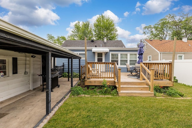 9116 S 53rd Ct, Oak Lawn, IL 60453 - rear view of property with a wooden deck, a patio, and roof with shingles