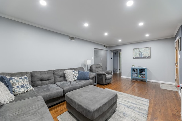 9116 S 53rd Ct, Oak Lawn, IL 60453 - living room with crown molding, recessed lighting, and wood finished floors