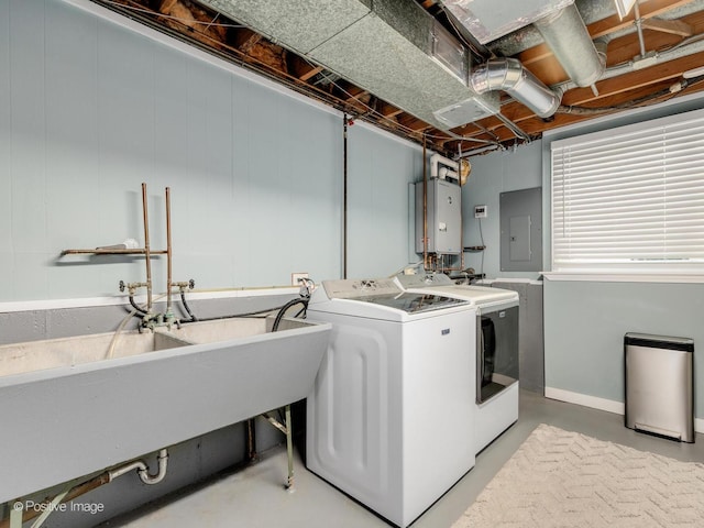 624 63rd St, Downers Grove, IL 60516 - laundry room with separate washer and dryer, electric panel, and water heater