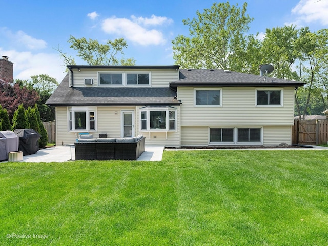 624 63rd St, Downers Grove, IL 60516 - rear view of house featuring an outdoor living space, a patio, and a shingled roof