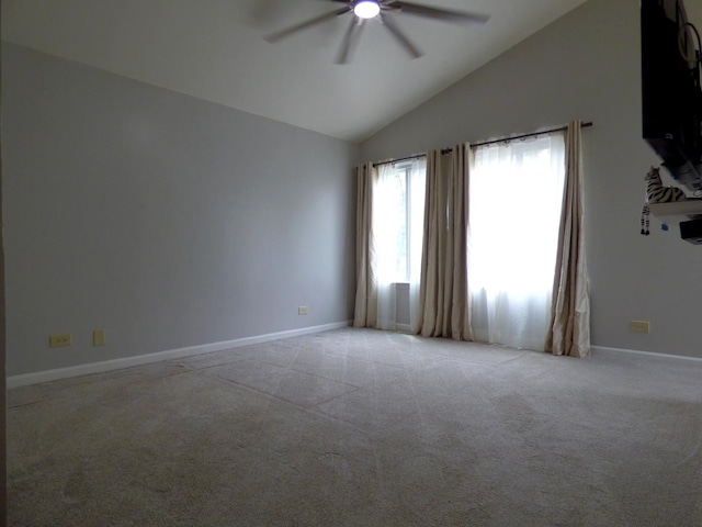 432 Thunder Rdg, Lake In The Hills, IL 60156 - unfurnished room with ceiling fan, light carpet, and vaulted ceiling