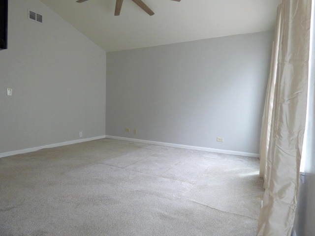 432 Thunder Rdg, Lake In The Hills, IL 60156 - unfurnished room with a ceiling fan, lofted ceiling, and light carpet