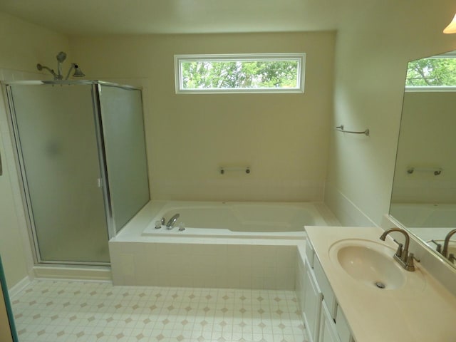 432 Thunder Rdg, Lake In The Hills, IL 60156 - bathroom with a bath, vanity, and a shower stall