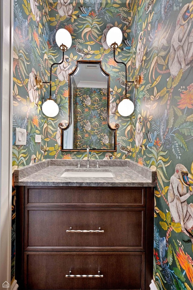 1469 W Byron St Unit 2, Chicago, IL 60613 - bathroom featuring wallpapered walls and vanity