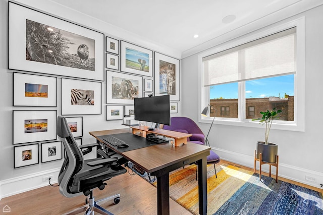 1469 W Byron St Unit 2, Chicago, IL 60613 - office area featuring wood finished floors and recessed lighting