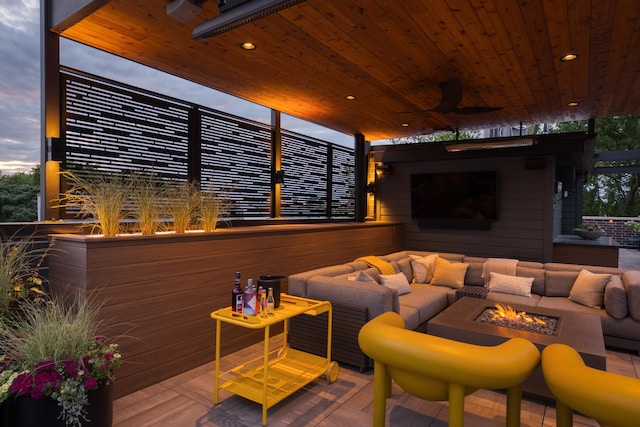 1469 W Byron St Unit 2, Chicago, IL 60613 - exterior space featuring an outdoor living space with a fire pit, ceiling fan, and a patio area