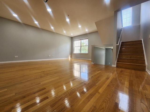 746 River Mill Parkway, Wheeling, IL 60090 - unfurnished living room featuring light wood finished floors, stairs, and recessed lighting