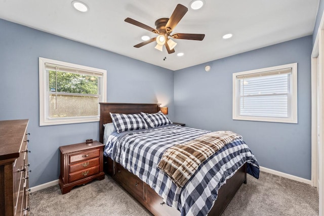 2110 Joanna Ave, Zion, IL 60099 - bedroom featuring light carpet, recessed lighting, and ceiling fan