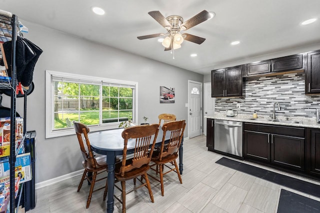 2110 Joanna Ave, Zion, IL 60099 - dining space with a ceiling fan and recessed lighting