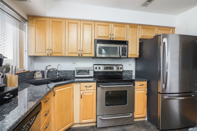 7904 W N Ave Unit 605E, Elmwood Park, IL 60707 - kitchen with appliances with stainless steel finishes and dark stone countertops