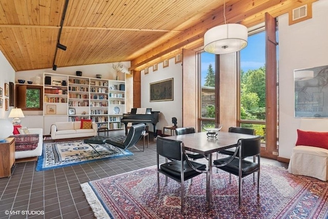 41W955 Northway Dr, Elburn, IL 60119 - dining room with wood ceiling and tile patterned flooring