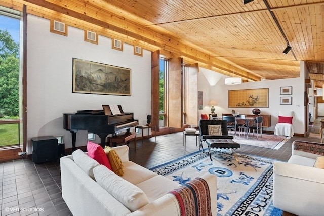 41W955 Northway Dr, Elburn, IL 60119 - living area featuring a wood ceiling with exposed beams