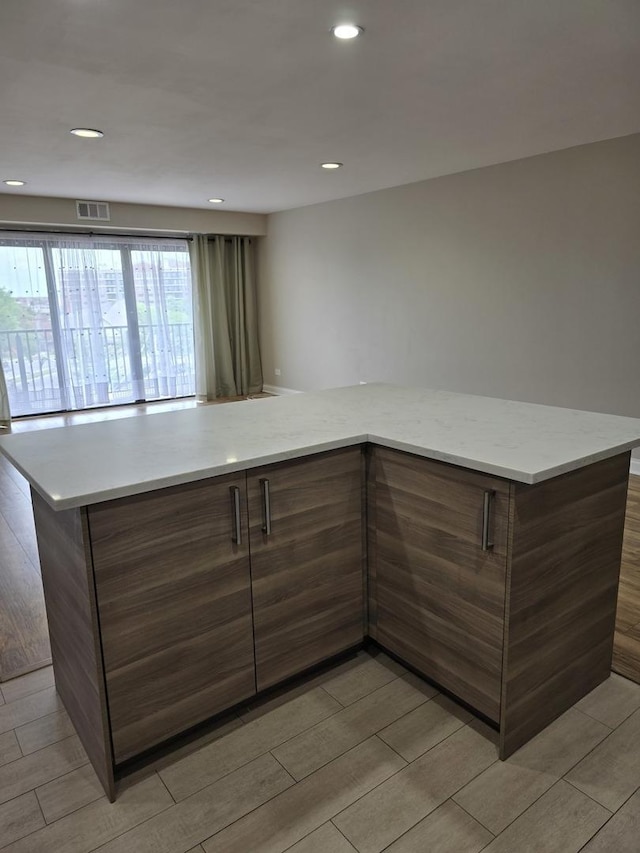 1441 E Thacker St Unit 501, Des Plaines, IL 60016 - kitchen featuring wood finish floors, recessed lighting, and light stone counters