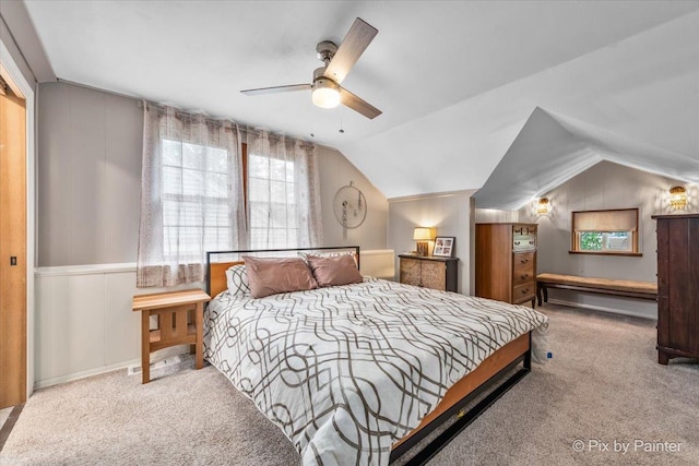 8920 Mcvicker Ave, Morton Grove, IL 60053 - carpeted bedroom featuring vaulted ceiling and a ceiling fan