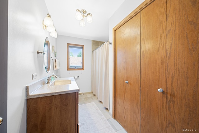14224 Karlov Ave, Crestwood, IL 60418 - full bath featuring vanity, a shower with shower curtain, and tile patterned flooring