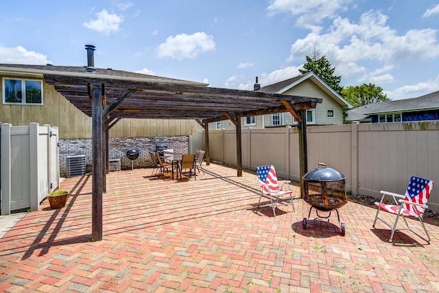 14224 Karlov Ave, Crestwood, IL 60418 - fenced backyard featuring outdoor dining space, a pergola, and a patio