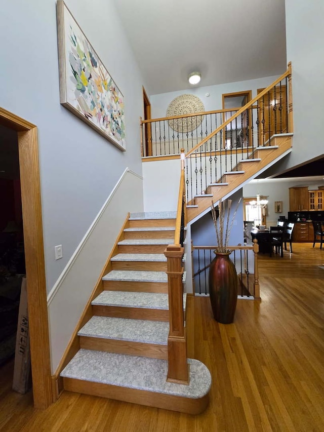 22450 Autumn Dr, Frankfort, IL 60423 - stairs featuring wood finished floors and a high ceiling