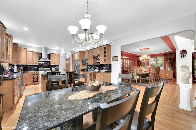 22450 Autumn Dr, Frankfort, IL 60423 - dining area featuring a chandelier, light wood-style flooring, and recessed lighting