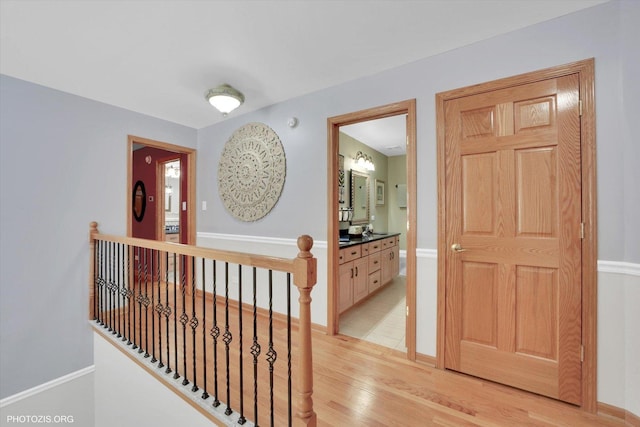 22450 Autumn Dr, Frankfort, IL 60423 - hallway featuring an upstairs landing and light wood finished floors