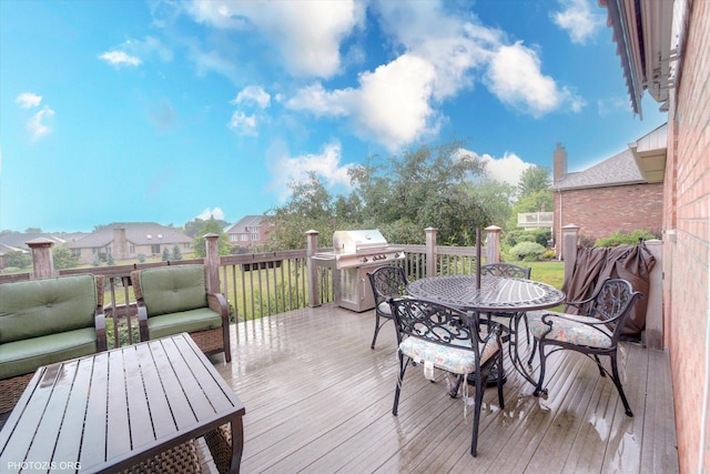 22450 Autumn Dr, Frankfort, IL 60423 - wooden deck with outdoor dining area and a grill
