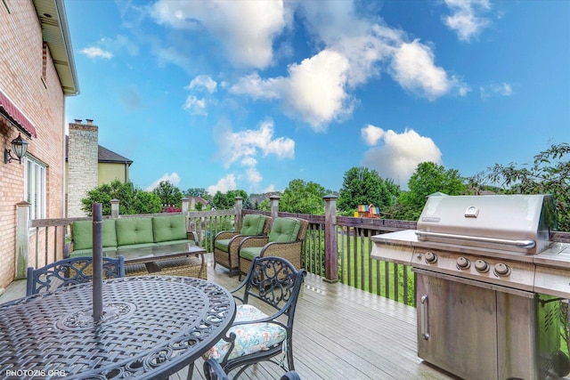 22450 Autumn Dr, Frankfort, IL 60423 - wooden deck featuring an outdoor living space and grilling area