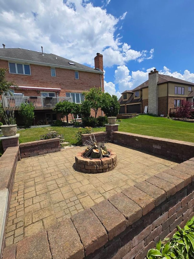 22450 Autumn Dr, Frankfort, IL 60423 - view of patio / terrace featuring an outdoor fire pit