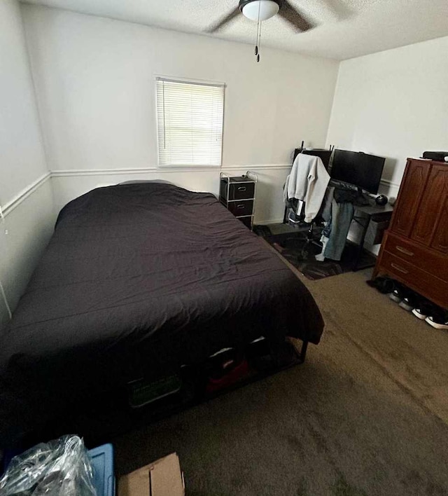2251 Grandview Ave, Crest Hill, IL 60403 - carpeted bedroom with ceiling fan and a textured ceiling