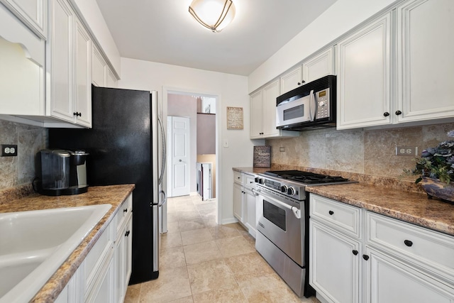2S570 Patrick Henry Sq Unit 119, Oak Brook, IL 60523 - kitchen featuring stainless steel appliances, backsplash, and white cabinets