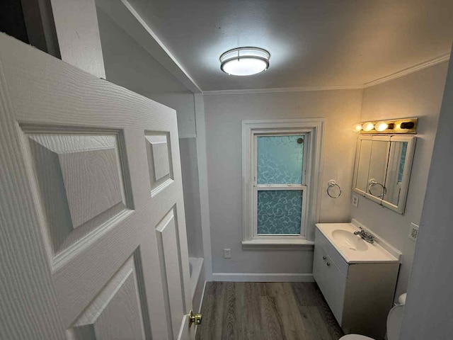 1356 Willard Ave, Rockford, IL 61101 - bathroom with vanity, wood finished floors, and crown molding