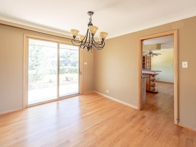 6052 W 128th St, Palos Heights, IL 60463 - unfurnished room with a chandelier, light wood-type flooring, and ornamental molding