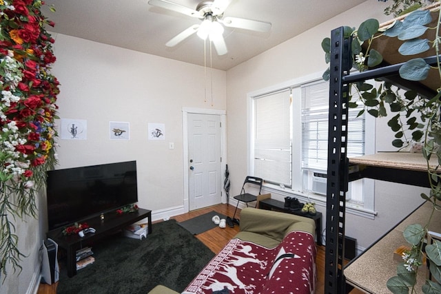 2834 S Union Ave, Chicago, IL 60616 - living area featuring wood finished floors, ceiling fan, and cooling unit
