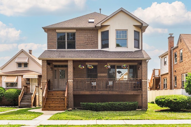 3723 N Nordica Ave, Chicago, IL 60634 - american foursquare style home with brick siding, stairway, and a porch