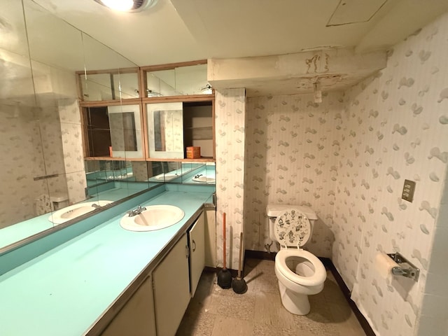 419 S Chase Ave, Lombard, IL 60148 - bathroom with wallpapered walls and vanity