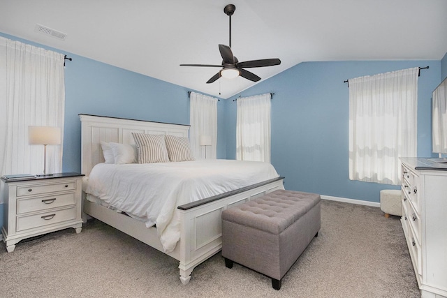 26550 W Old Stage Ln, Channahon, IL 60410 - bedroom featuring lofted ceiling, light carpet, and a ceiling fan